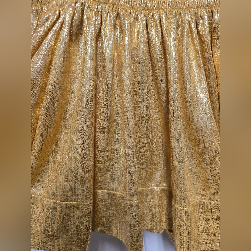 QUEEN OF SPARKLES Gold Mini Swing Shorts Sz Lg - Picture 4 of 10